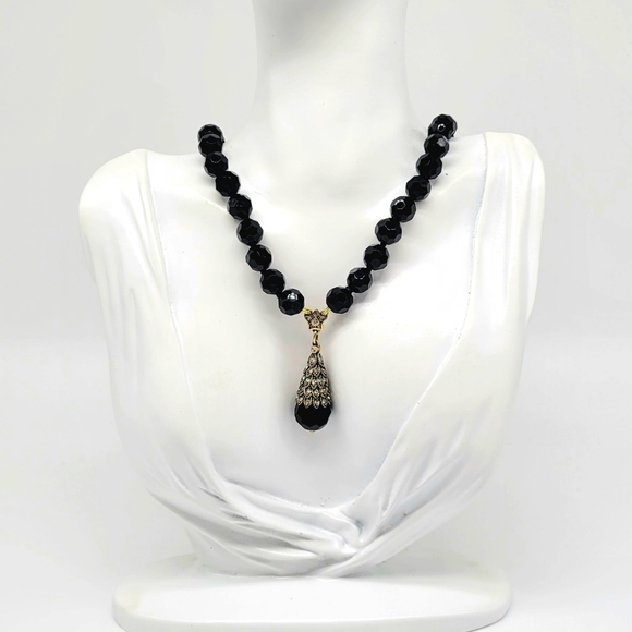 Heidi Daus Jet Black and Diamond Swarovski Crystal Christmas Tree Necklace - Picture 10 of 14